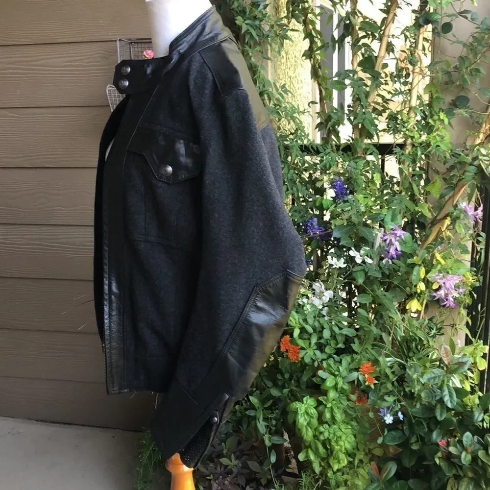 - NWOT Roland Sands Designer Men’s Wool/Leather Biker Jacket
